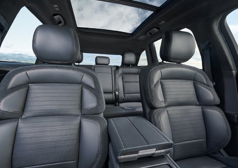 The spacious second row and available panoramic Vista Roof® is shown. | Covert Lincoln Austin in Austin TX
